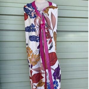 ZARA Floral Multicolor Satin Effect Printed Scarf